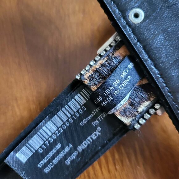 Zara Leather And Rhinestone Animal Print Belt - Picture 2 of 3